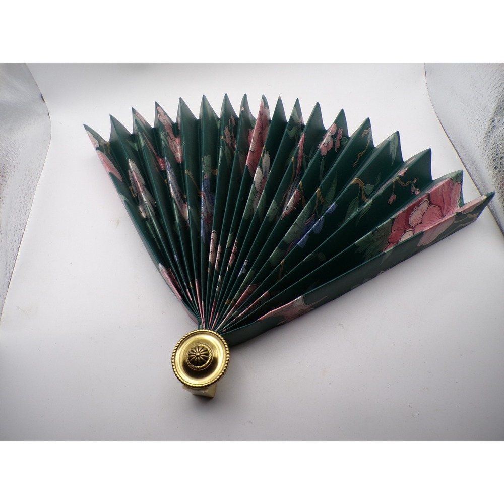 Vintage Floral Foldable Fan Decorative Accent Gold Accent